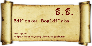 Böcskey Boglárka névjegykártya